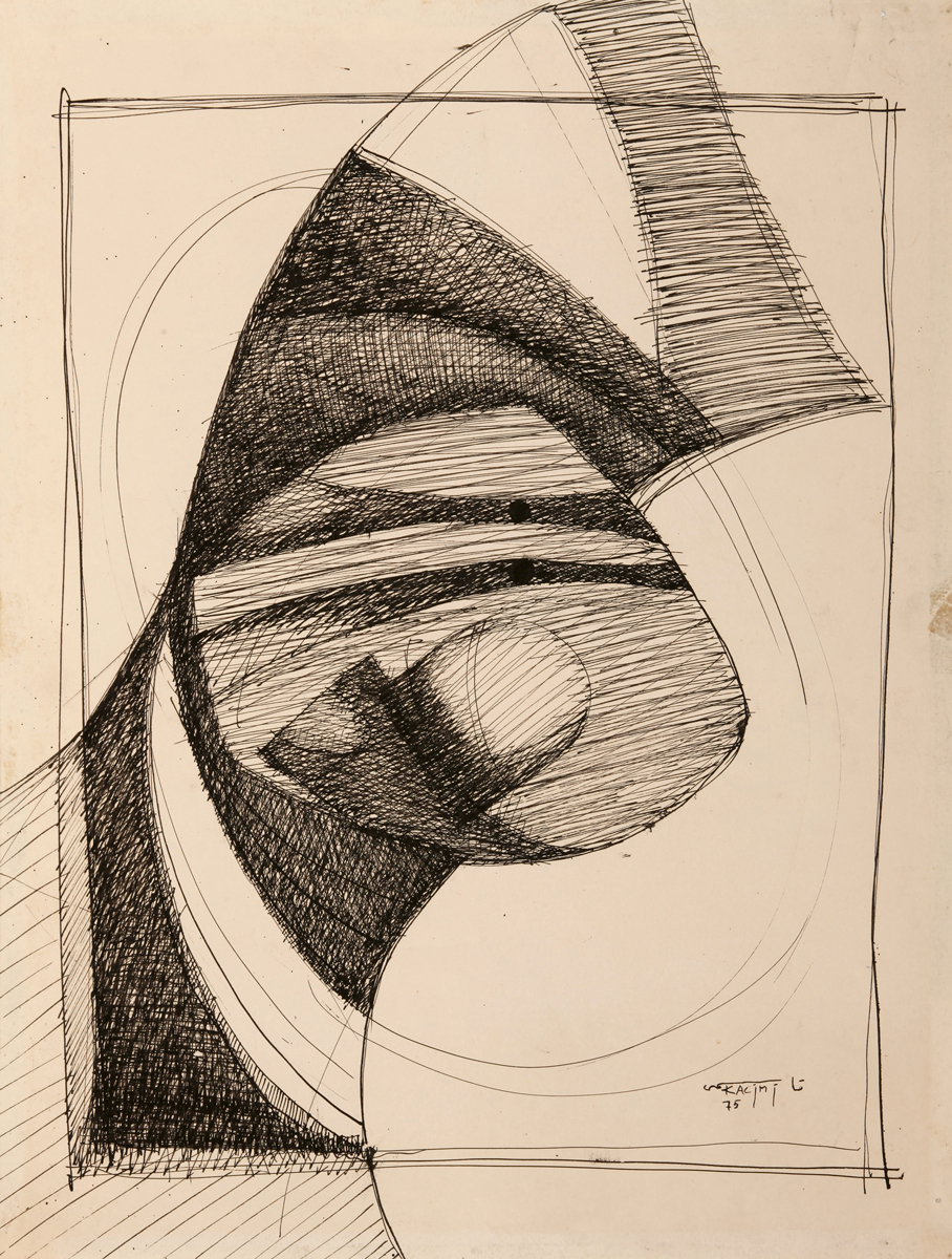 Composition, 1975 Encre sur papier Signée et datée en bas à droite 42 x 32 cm