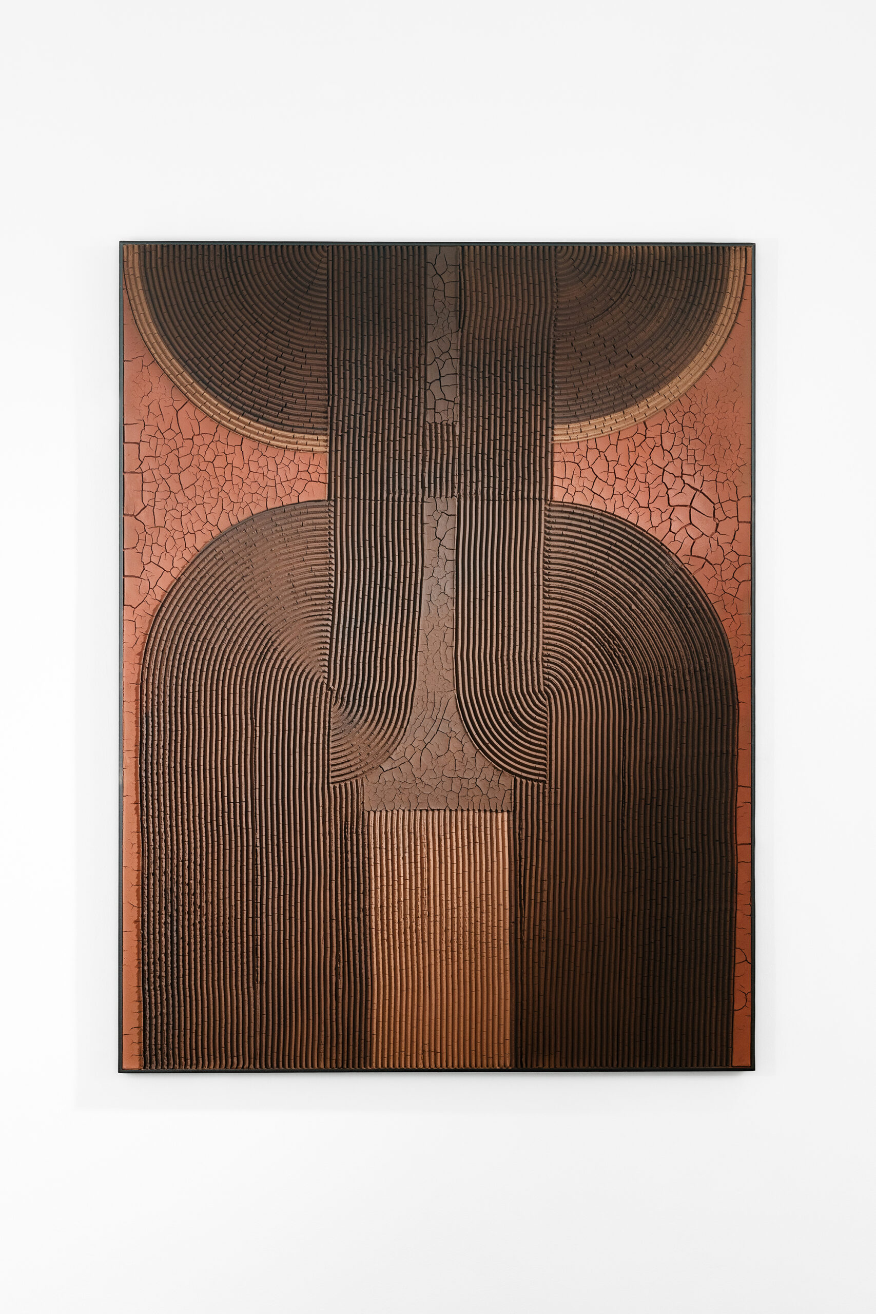 Les bâtisseurs, 2022 - Terre crue et pigments sur panneau en bois 170 x 130 cm