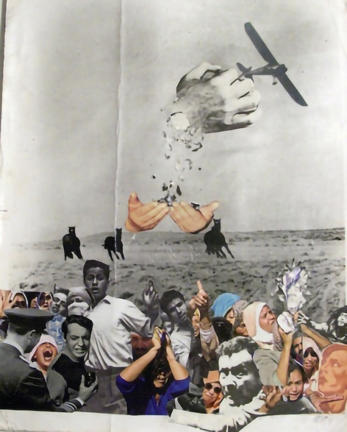 Simohammed Fettaka - REVOLUTION WITHOUT A HERO - 2011 - Collage et acrylique 50 x 40 cm