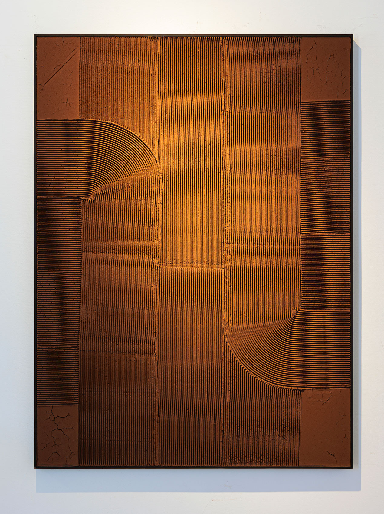 « SKY VIEW » Year: 2023 Medium: Soil and pigments on wood Dimensions: 150 x 110 cm x4 cm
