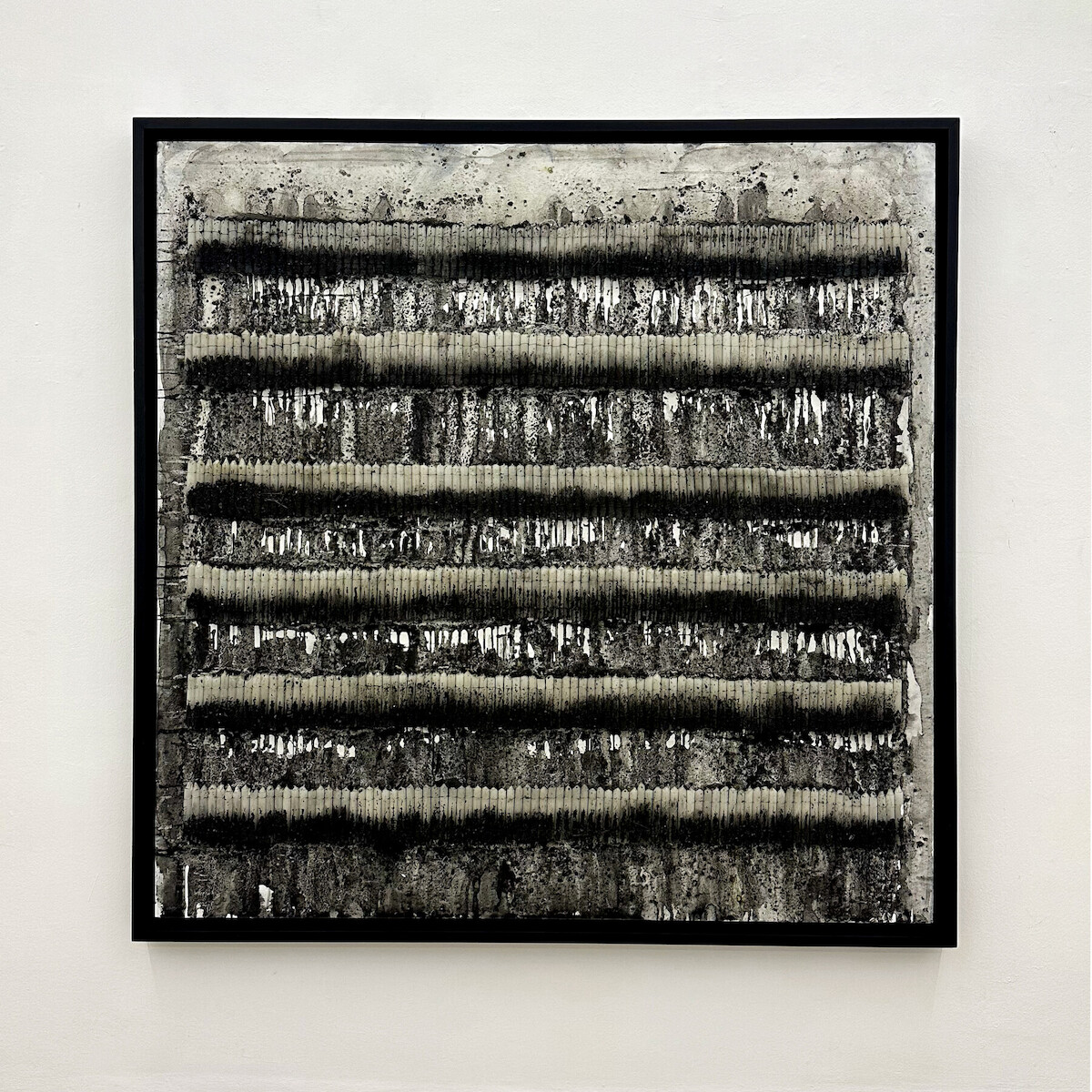 MOUHCINE RAHAOUI (BORN IN 1990)
SOLIDARIES V, 2022
Mixed media on panel
Charcoal, candles and wax
150 x 150 cm