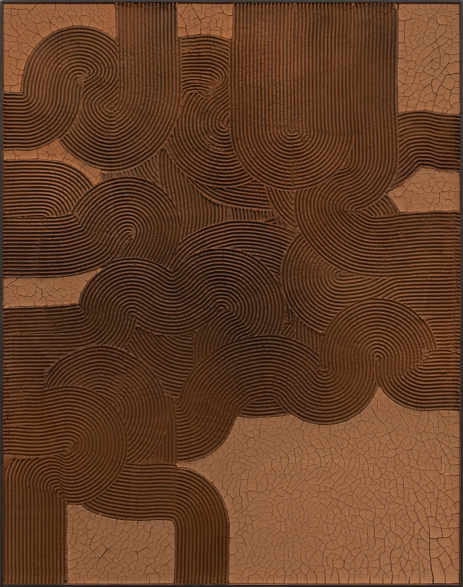 Fatiha Zemmouri - AMWĀJ / WAVES, 2025 Soil and pigments on wood 140 x 110 x 5 cm
