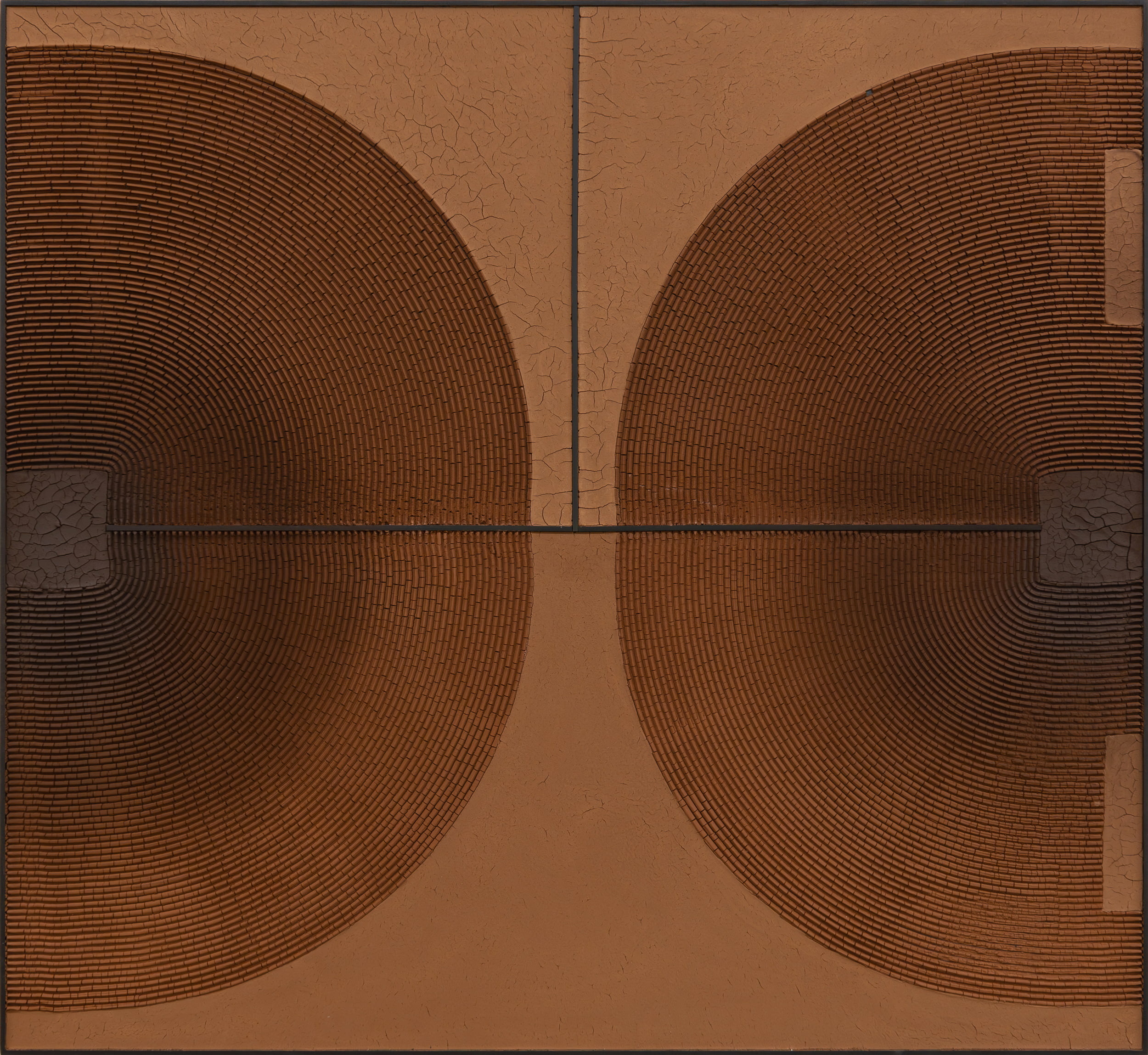 Fatiha Zemmouri - ECLYPSE, 2025 Soil and pigments on wood 147 x 160 x 5 cm