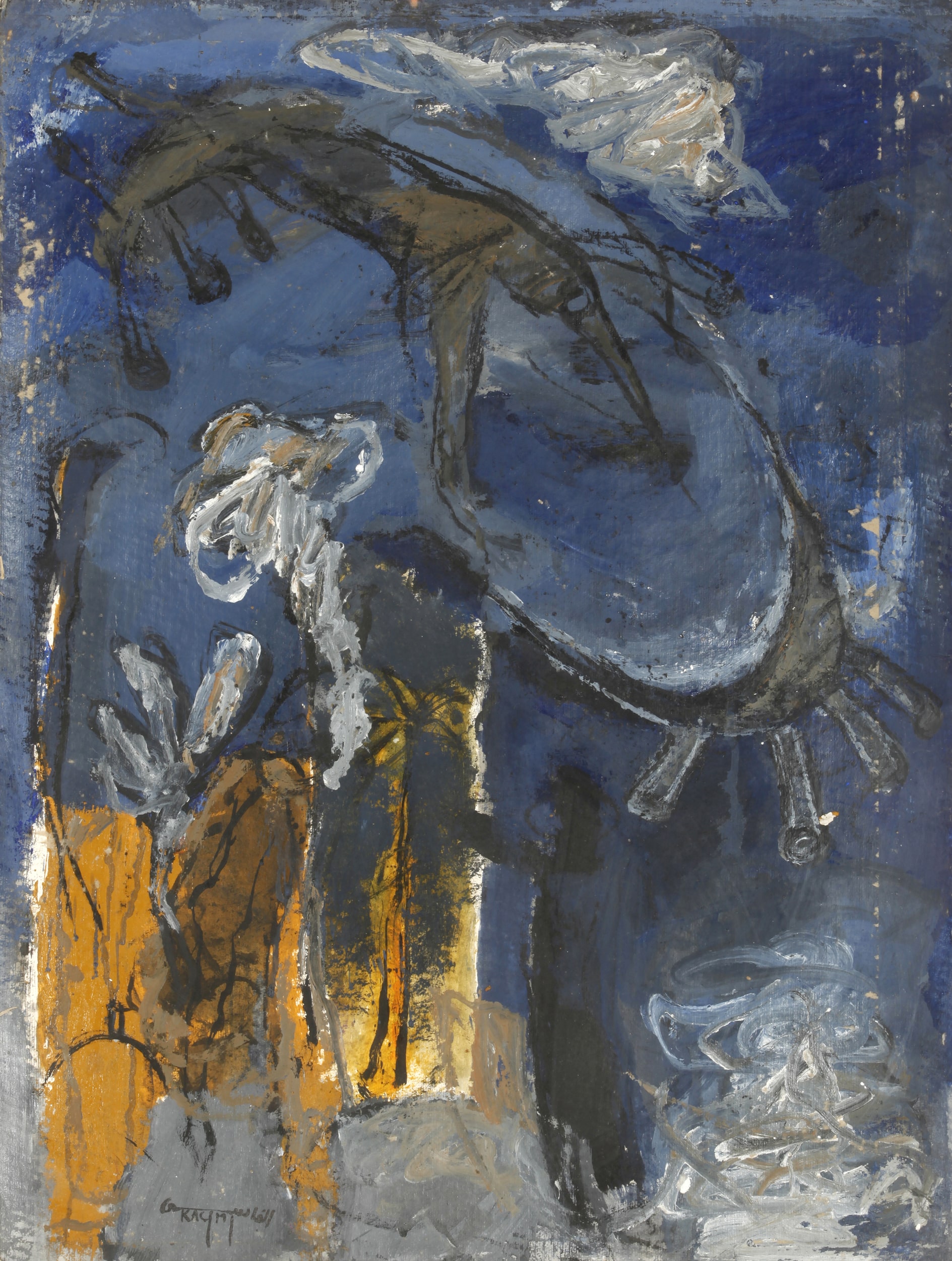 Mohammed Kacimi - UNTITLED, 1991 Acrylic on paper Stamped lower left 77 x 60 x 3 cm
