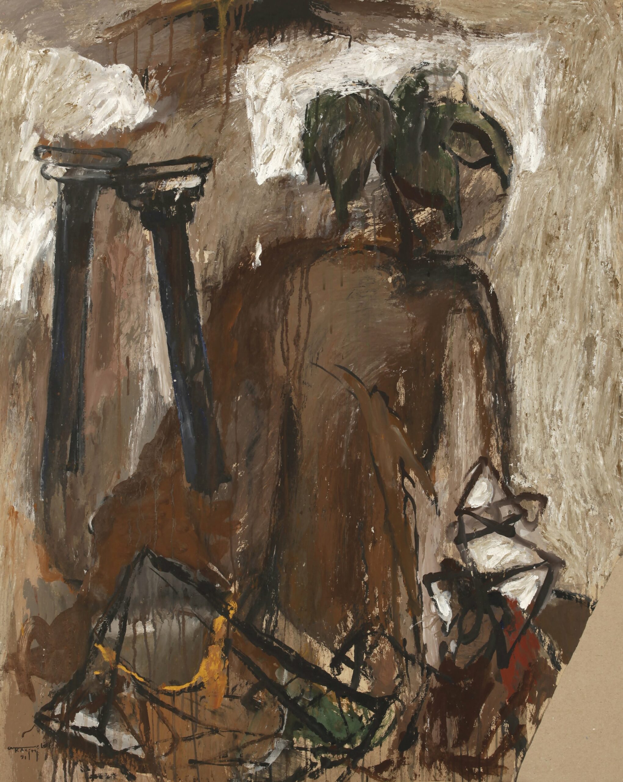 Mohammed Kacimi - UNTITLED, 1991 Mixed media on paper Signed and dated lower left 116 x 93 x 4 cm