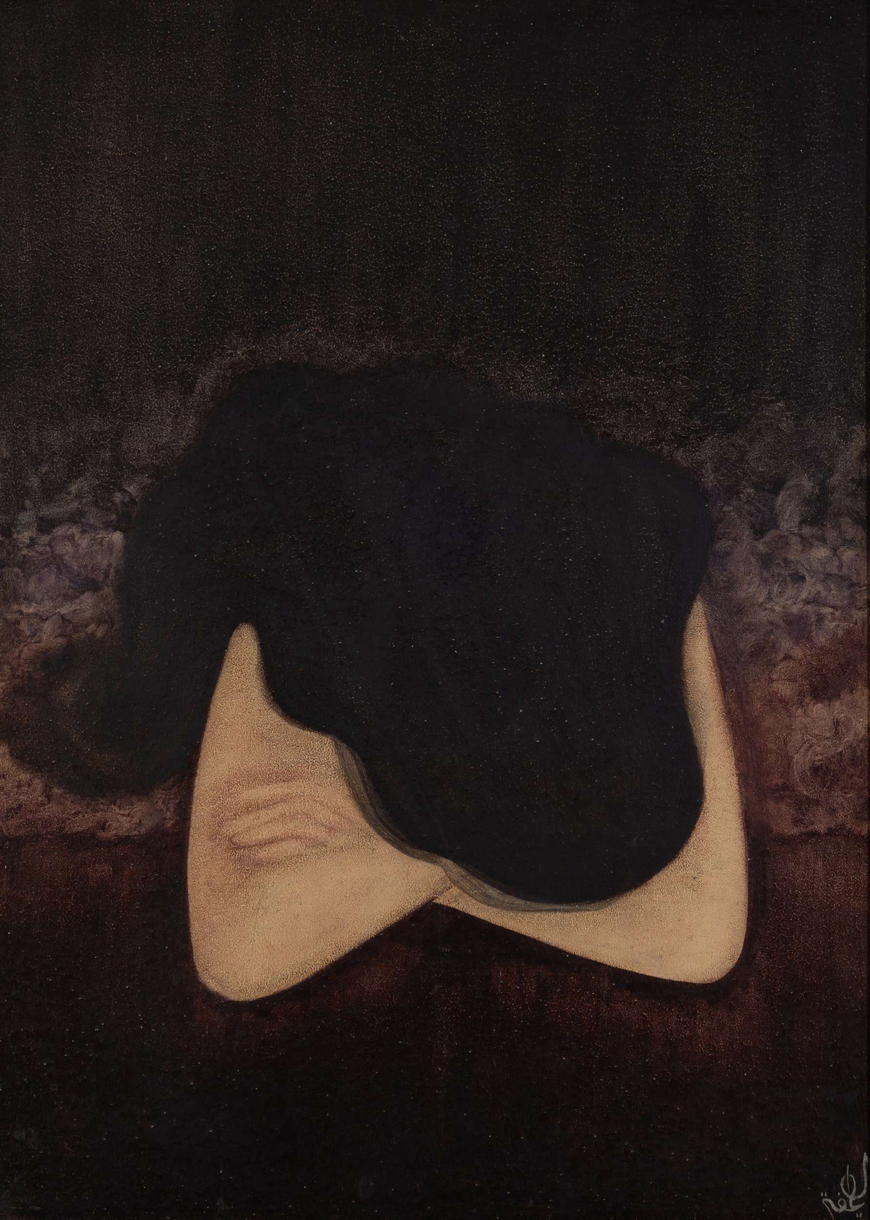 Latifa Toujani - Solitude et réflexion, Rabat, 1972 Oil on canvas Signed lower right Countersigned and located on the back 107 x 77 cm